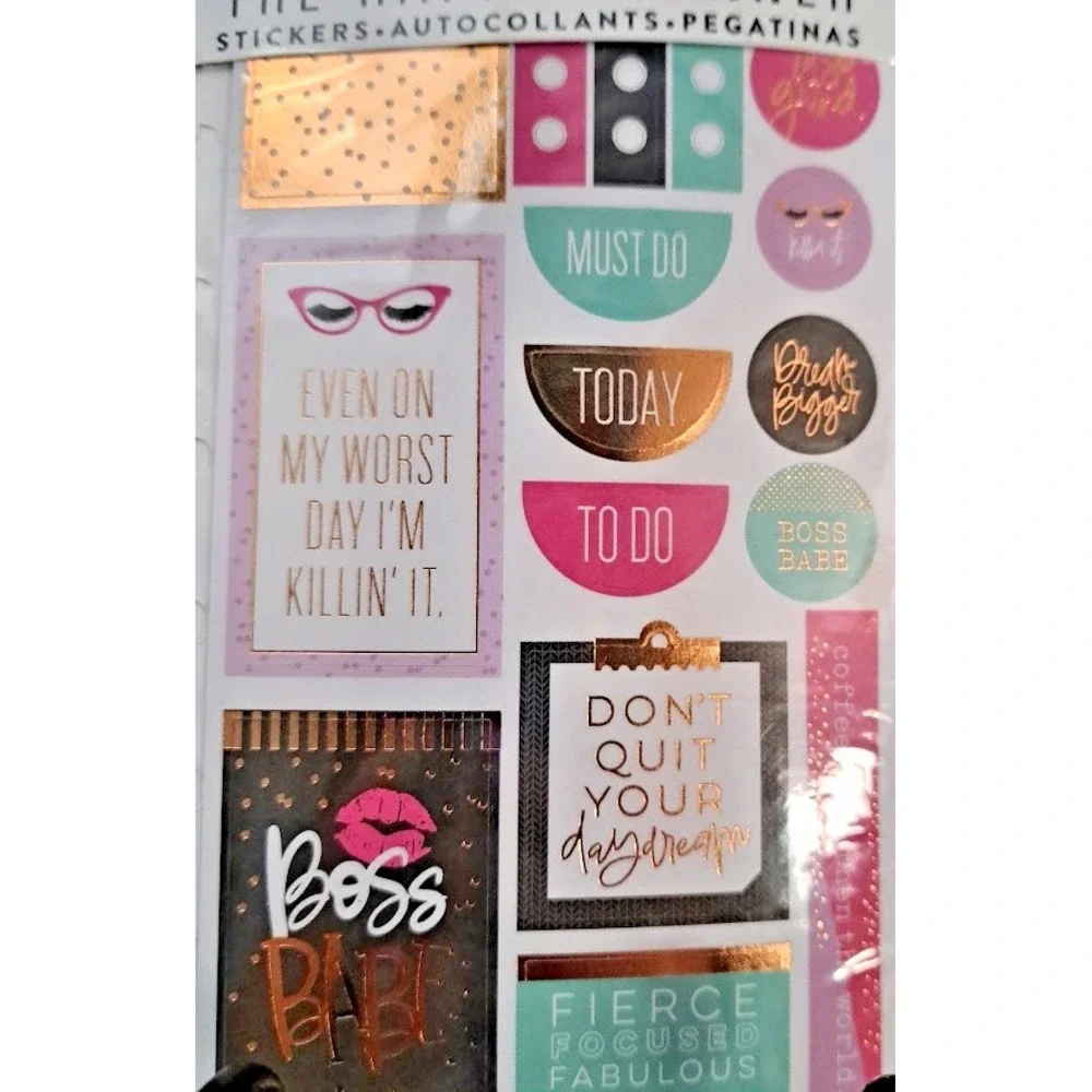Lot of 6 The Happy Planner MAMBI Stickers, Accessories, Pen Case Goals Boss Babe